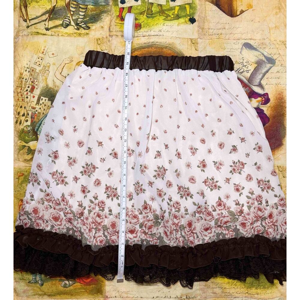 Axes Femme Floral Rose Frill Ruffle Ribbon Tie Skirt J Fashion Himekaji Coquette - Picture 4 of 13